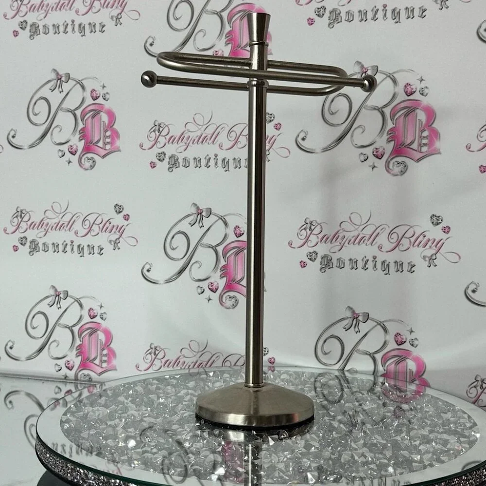 Towel stand hand towels or use as Jewelry Display Stand silver